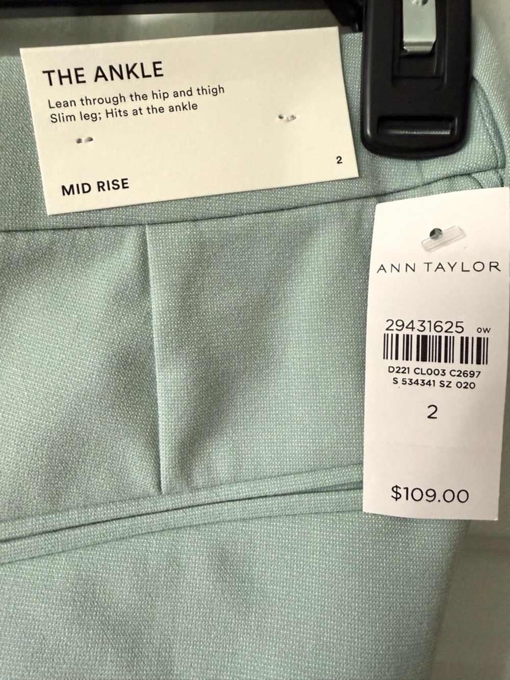 Ann Taylor Pale Sage Green Ankle Pants Size 2 NWT Tailored Career Chic - Picture 6 of 6